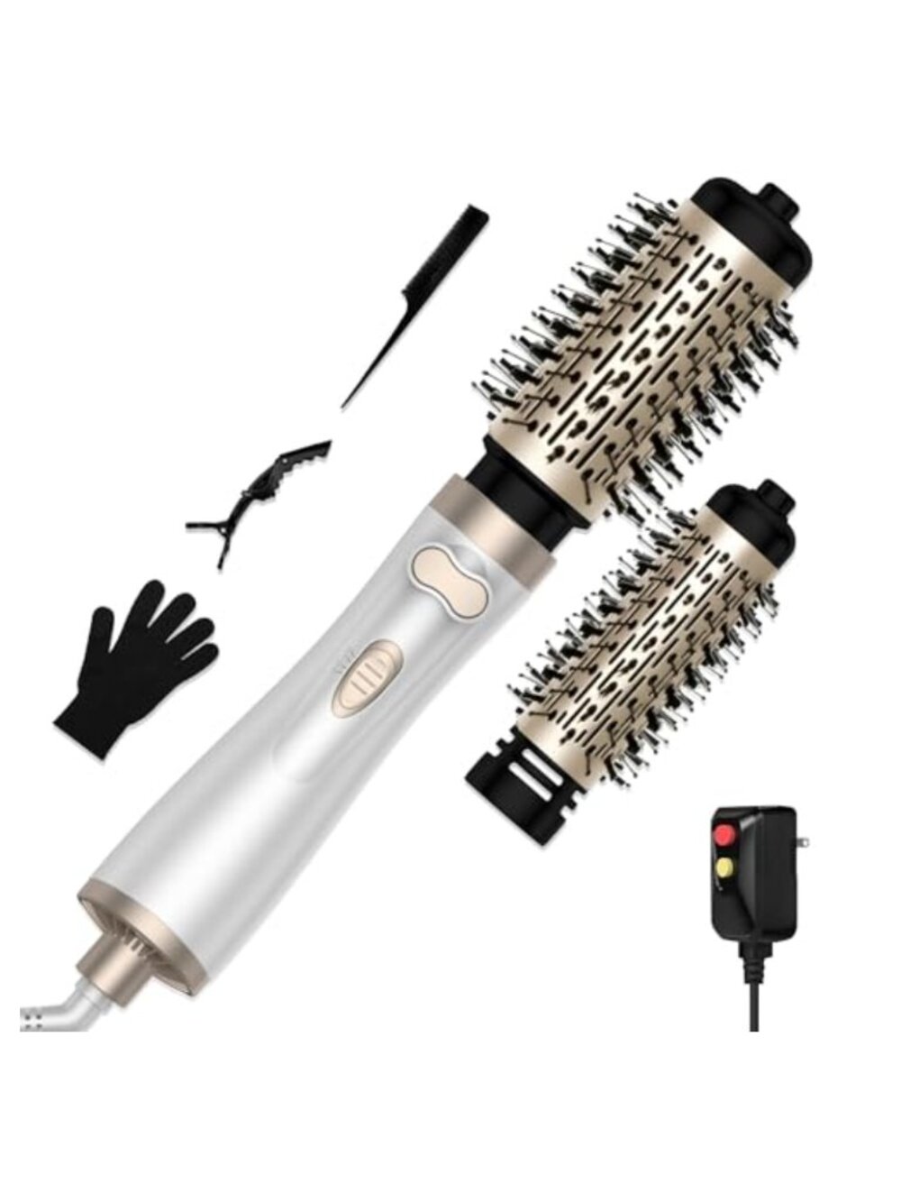 Rotating Hot Air Brush 2-in-1 Blow Dryer Brush 2 Detachable Brushes 3 Heat